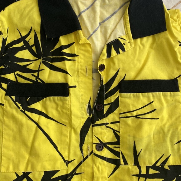 Vintage Yellow and Blue tropical crop tops, size M - Picture 3 of 4